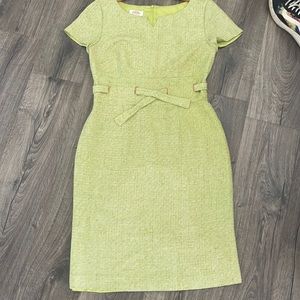 Talbots Petite Vintage-Inspired Tweed Silk Blend Green Short Sleeve Dress Size10